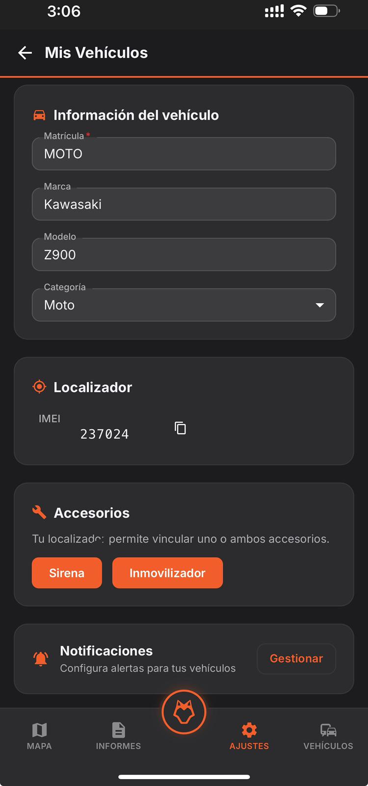 Ajustes de vehículo
